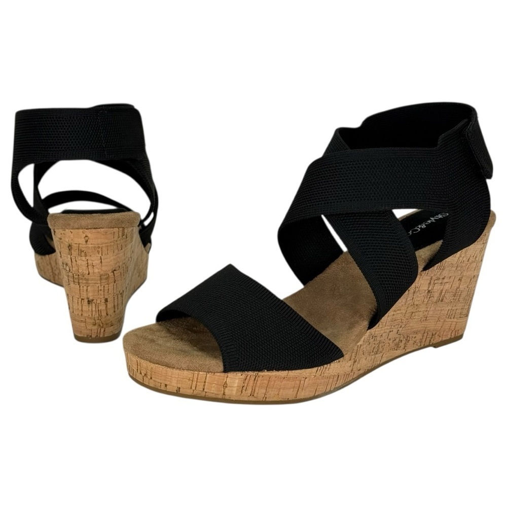 Style & Co. Sicilyy Black Cross Strap Cork Womens Wedge Sandals Size 10M - Picture 9 of 13